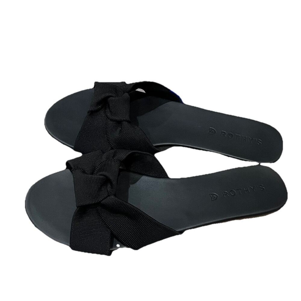 Rothy's‎ Black Bow Slip On Women's Sandals Size 9.5